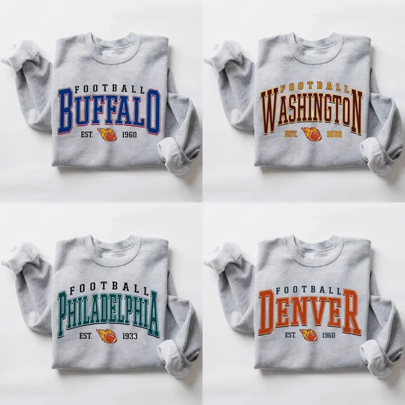 Unisex Cotton Football Sweatshirt for Fans of All Teams, Football Crewneck Sweatshirt, Unisex Sweatshirts T-Shirts, Hoodie