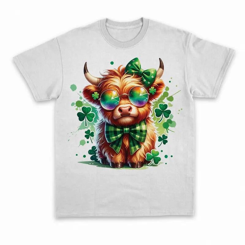 Unisex Glitter Happy St. Patrick's Day Cow  T-Shirt  , Sweatshirt  and Hoodie | UrbanDripWear.com