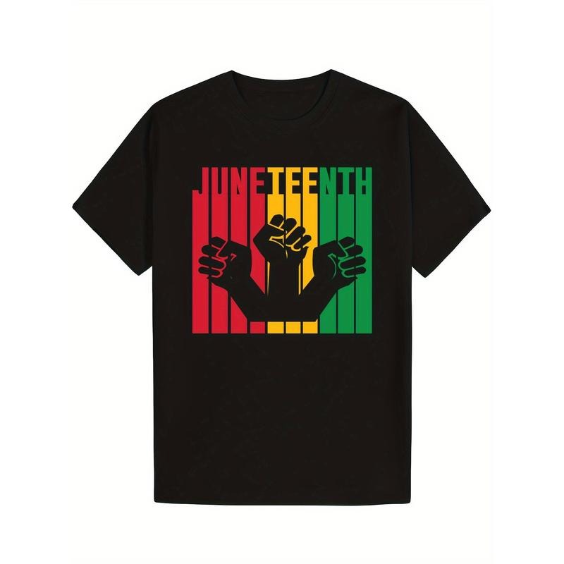 Unisex Juneteenth Graphic T-Shirt - 100% Cotton Soft & Comfortable, Bold Raised Fists Pan-African Colors Design, Unisex...