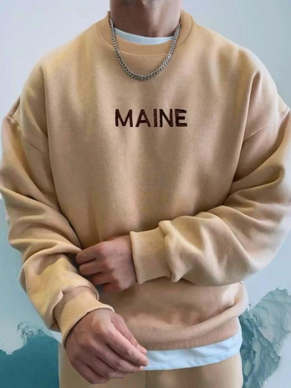 Unisex Men's Letter Print Round Neck Essentials Sweatshirt without Necklace & Inner Top, Regular Fit Casual Long Sleeve...