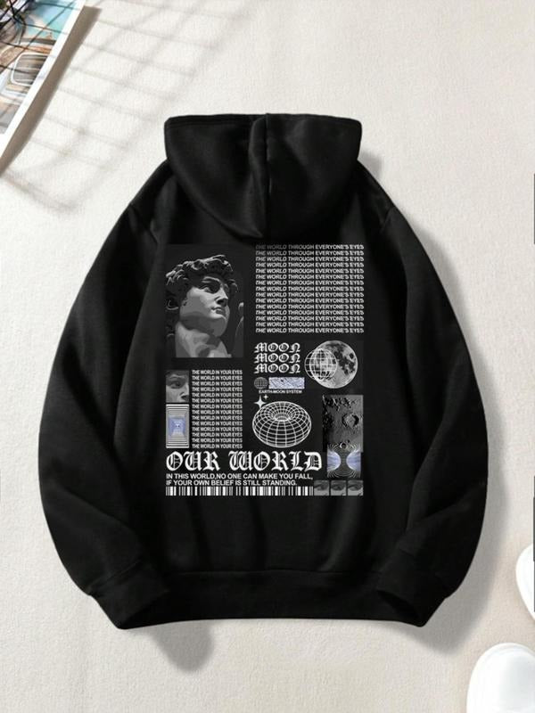 Unisex Men's New Stylish Y2K Graphic Black Hoodie, Essentials Hoodie, Soft Comfy Long Sleeve Vintage Hooded Sweatshirt...