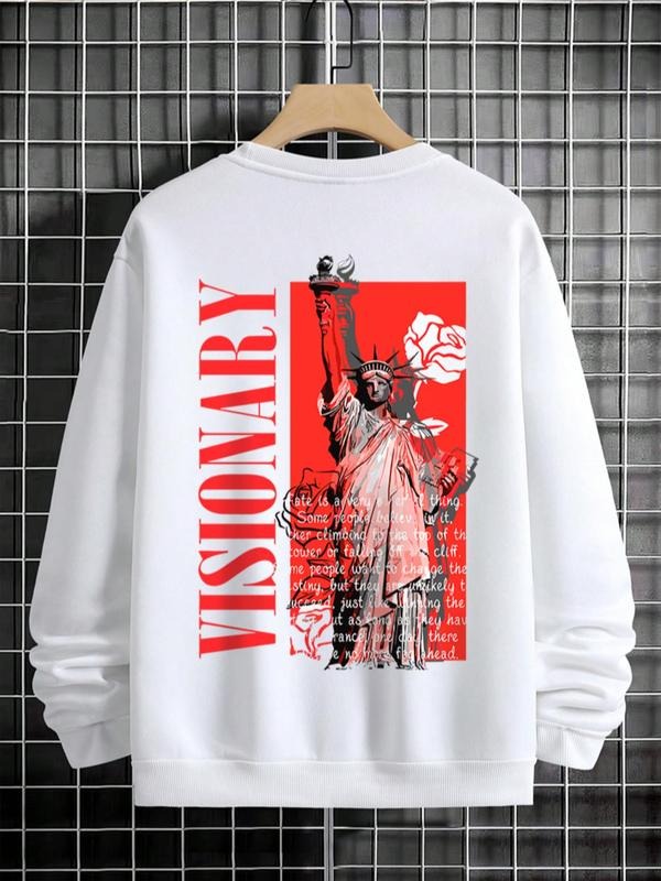 Unisex Men's Regular Fit Letter Graphic Drop Shoulder Long Sleeve Pullover, Essentials Hoodie, Fashion Casual Crew Neck...