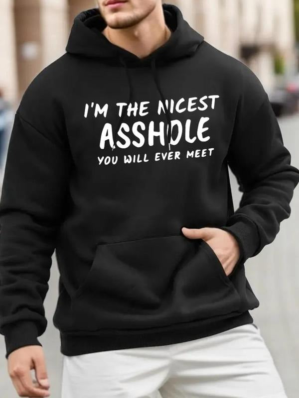 Unisex Men's Regular Fit Letter Print Drawstring Streetwear Essentials Hoodie, Casual Pocket Hooded Sweatshirt for Spring...