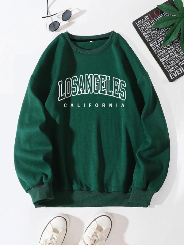 Unisex Men's Regular Fit Letter Print Drop Shoulder Essentials Sweatshirt, Round Neck Long Sleeve Pullover For Spring &...