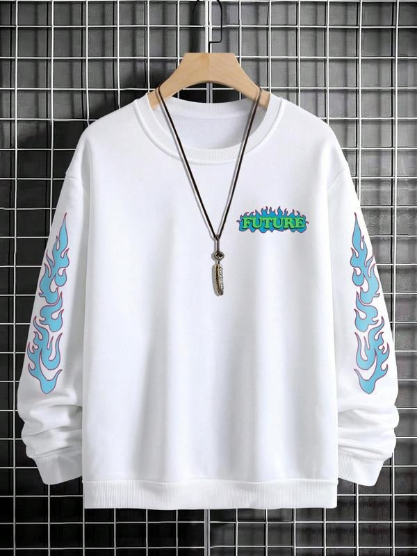 Unisex Men's Regular Fit Long Sleeve Graphic Round Neck Sweatshirt without Necklace, Casual Crew Neck Pullover Essentials...