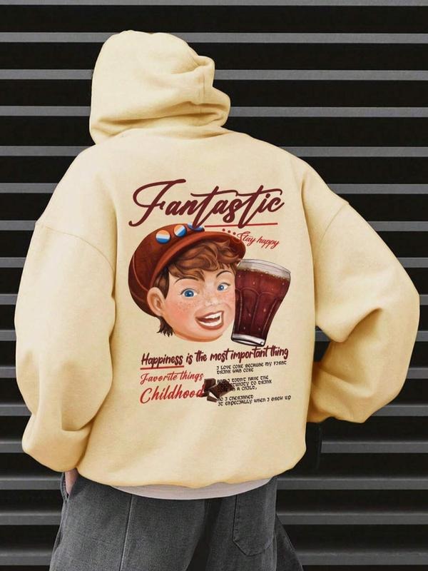 Unisex Men's Regular Fit Retro Graphic Drawstring Drop Shoulder Essentials Hoodie, Pocket Longsleeves Pullover Tops...