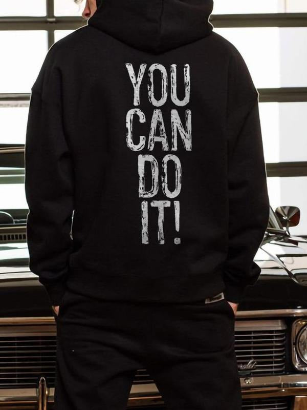 Unisex Men's Regular Fit Slogan Print Drop Shoulder Hoodie, Essentials Hoodie, Fashion Casual Drawstring Pocket Hooded...