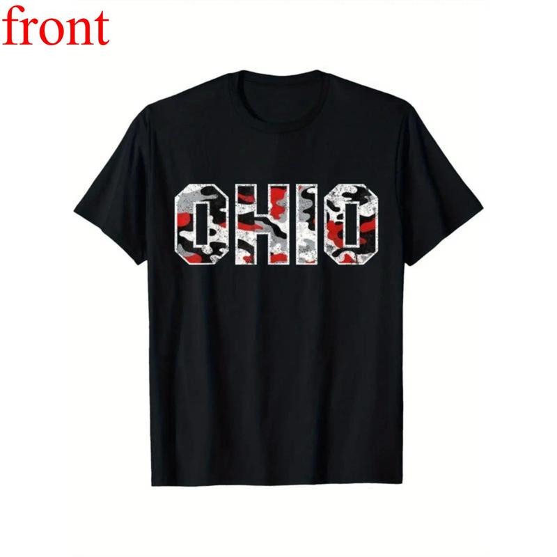 Unisex Ohio State 'OHIO' Graphic T-Shirt 100% Cotton Casual Round Neck Distressed Camo Print Machine Washable & Dry Clean...