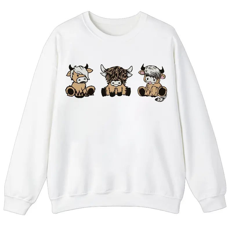 Unisex Three Highland Cow cute  T-Shirt  , Sweatshirt  and Hoodie | UrbanDripWear.com