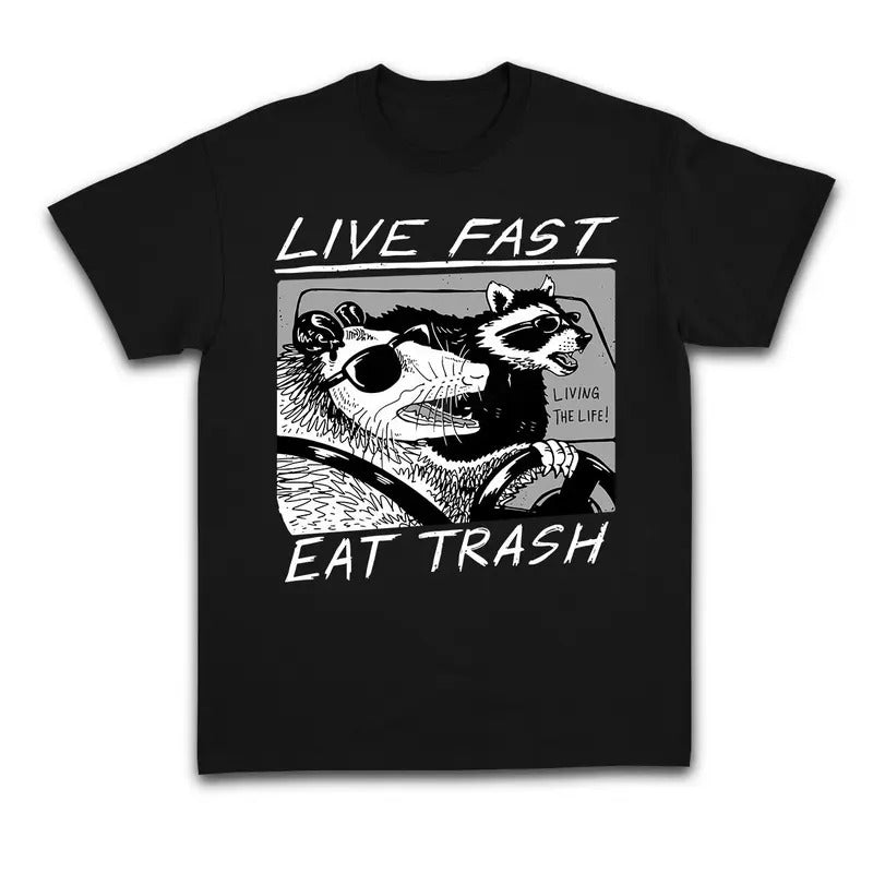 Unisex Vintage Opossum Live Fast Eat Trash 90s Style shirt, Retro Raccoon Shirt Hoodie, Sweatshirt | UrbanDripWear.com