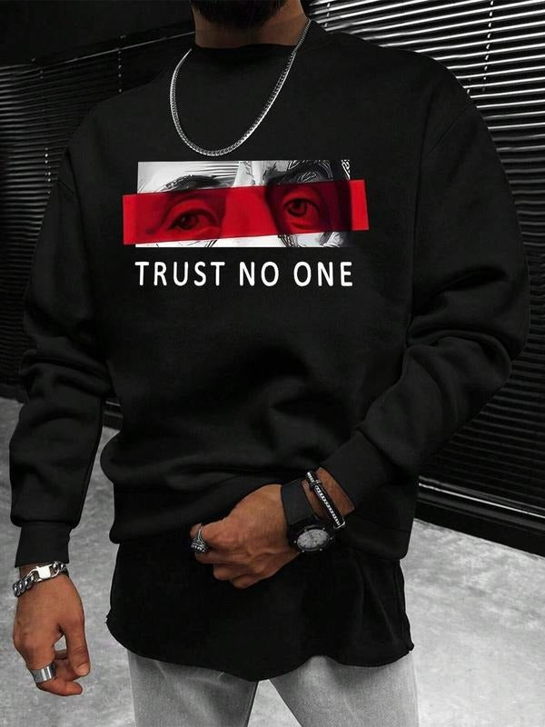Unisex's Face Print Sweatshirt, Casual Soft Comfy Long Sleeve Crew Neck Pullover for Spring & Fall, Fashion Men's Top for...