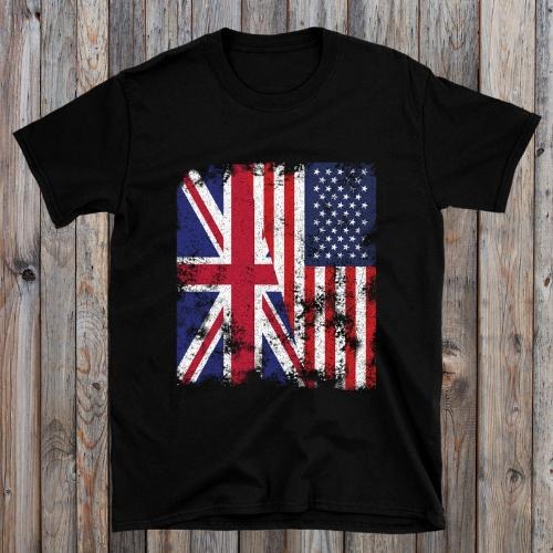 United Kingdom USA Flag - Half American T-Shirt made in usa Hoodie, Sweatshirt | UrbanDripWear.com