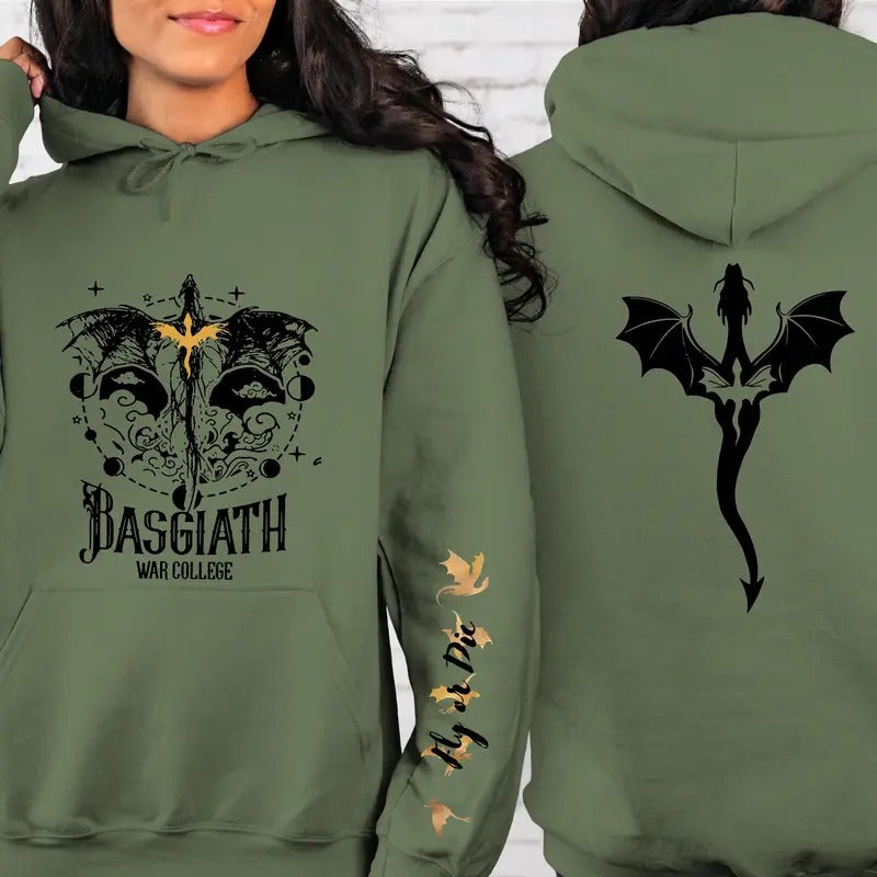[Up To 5XL] Basgiath War College Sweatshirt Fourth Wing Hoodie Dragon Rider Violet Sorrengailxaden Riorson Fly Or...