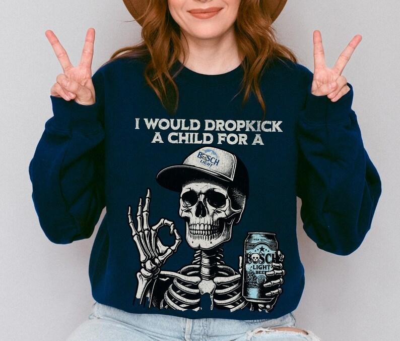 [Up To 5XL] Beer Shirt, Skeleton Beer Sweatshirt, Funny Beer Shirt, Beer Light Shirt, Gift For Her, Gift For Him, Trendy...