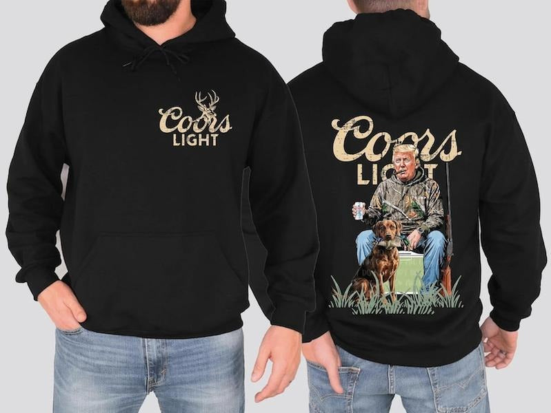 [Up To 5XL] CL Duck Hunting with Trump, Beer, and Dog Graphic T-Shirt, Sweatshirt, or Hoodie for Adults | UrbanDripWear.com