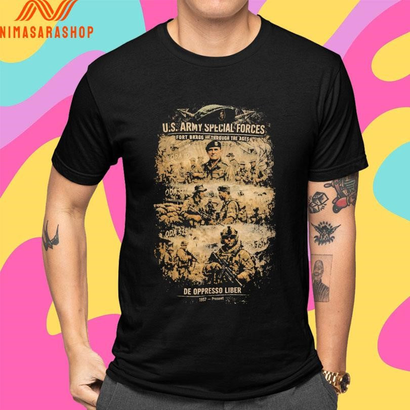Us Army Special Forces Fort Bragg Through The Ages De Oppresso Liber 1952 Present Shirts