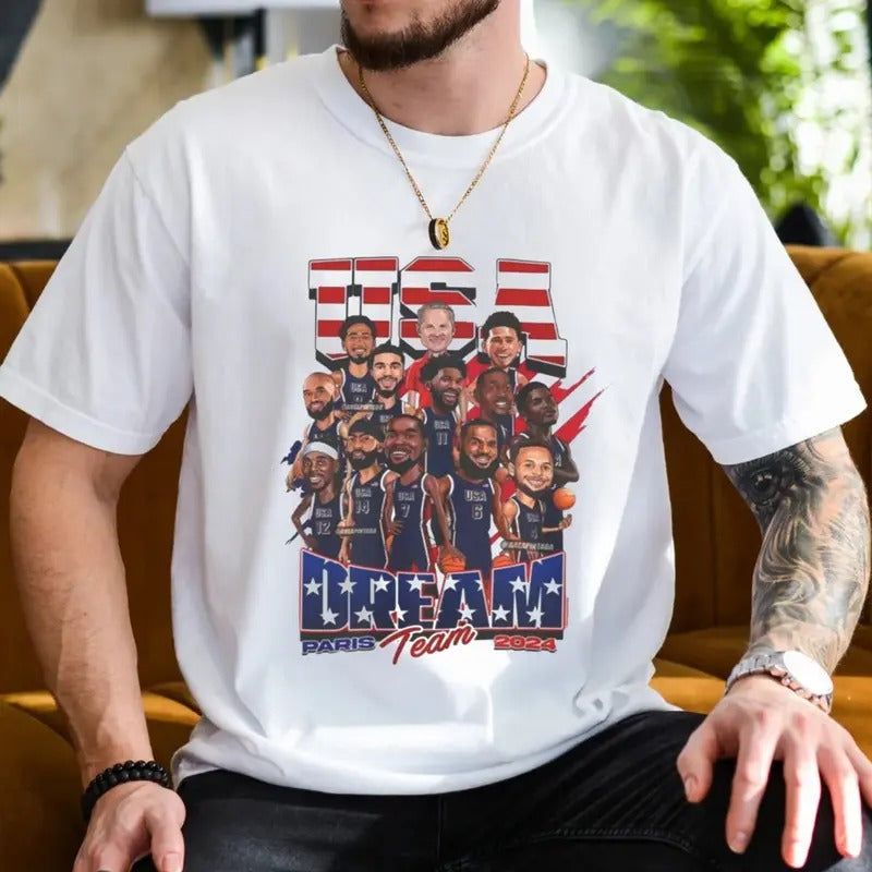 Usa Olympic Basketball Dream Team 2024 Shirt, Usa Olympic Basketball Team 2024 Championship American Team Tshirt, Vintage...