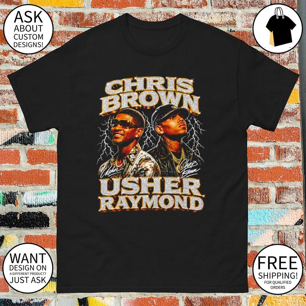 Usher Raymond and Chris Brown Diamond The R and B Tour Music Concert 2026 signatures shirt