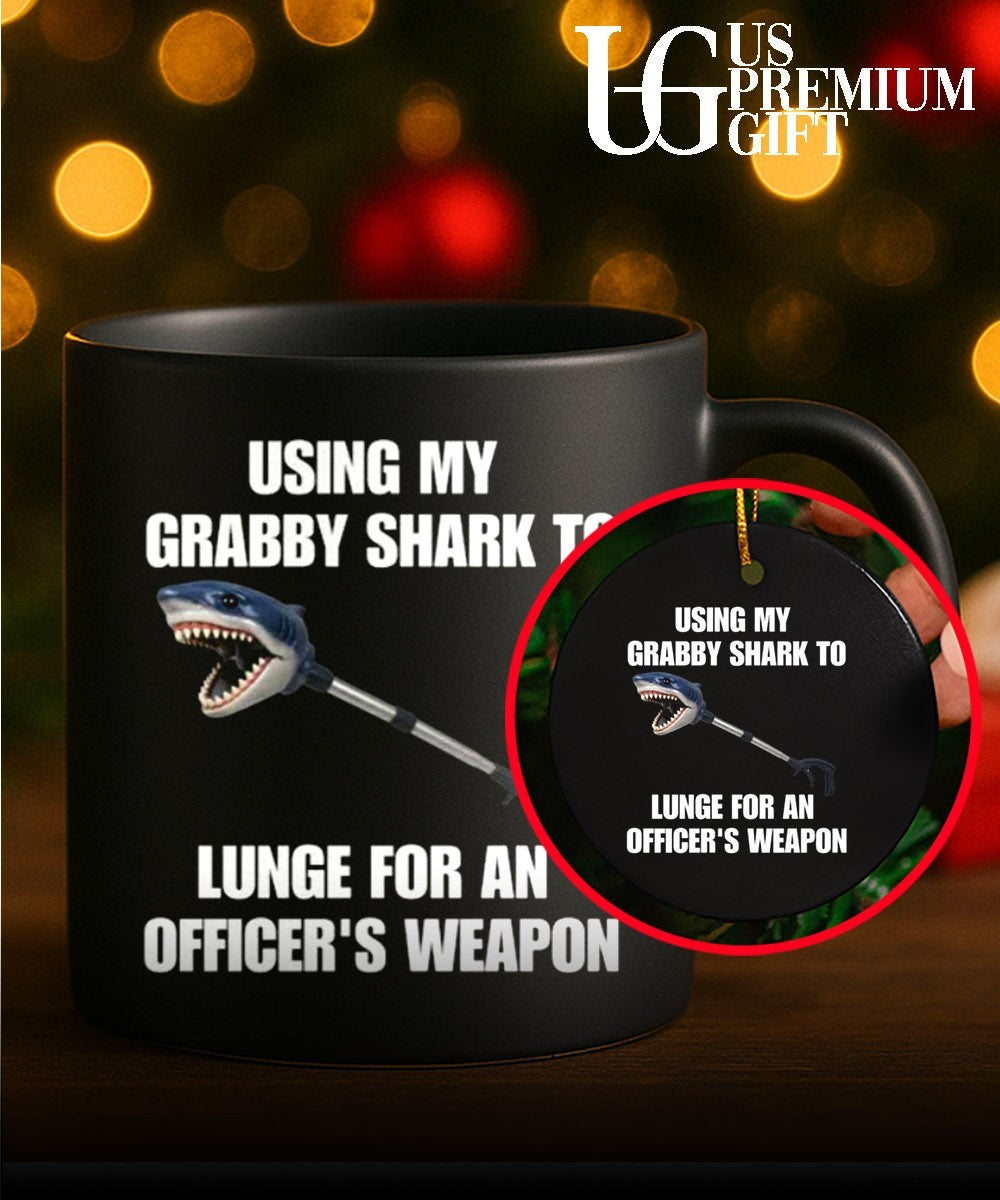 Using my grabby shark to lunge for an officer’s weapon shirt