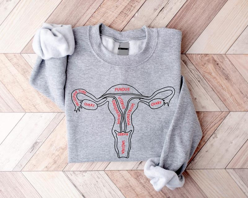 Uterus Anatomy Sweatshirt, Endometriosis Hoodie, Feminist Sweatshirt, Gynecologist Gift Sweater, Gynecology Student...