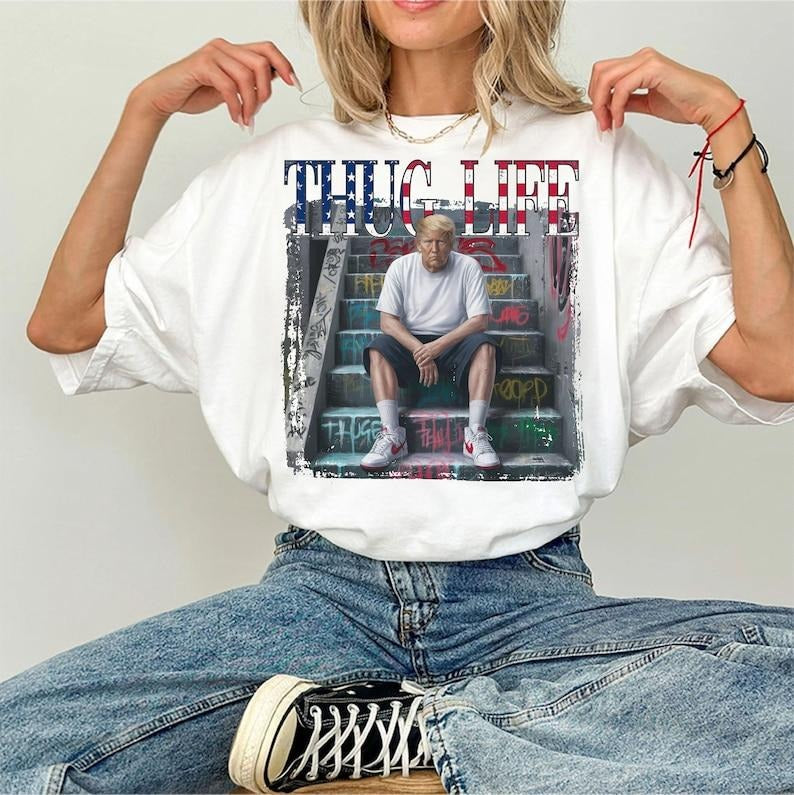 V1ral Thug Life President Design | Preppy Edgy, Unisex Shirt, Amer1ca Shirt Hoodie, Sweatshirt | UrbanDripWear.com
