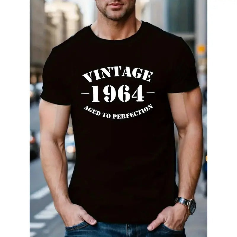 VINTAGE 1964 Print Tee Shirt, Tees For Men, Casual Short Sleeve T-shirt For Summer MADE IN USA Hoodie, Sweatshirt