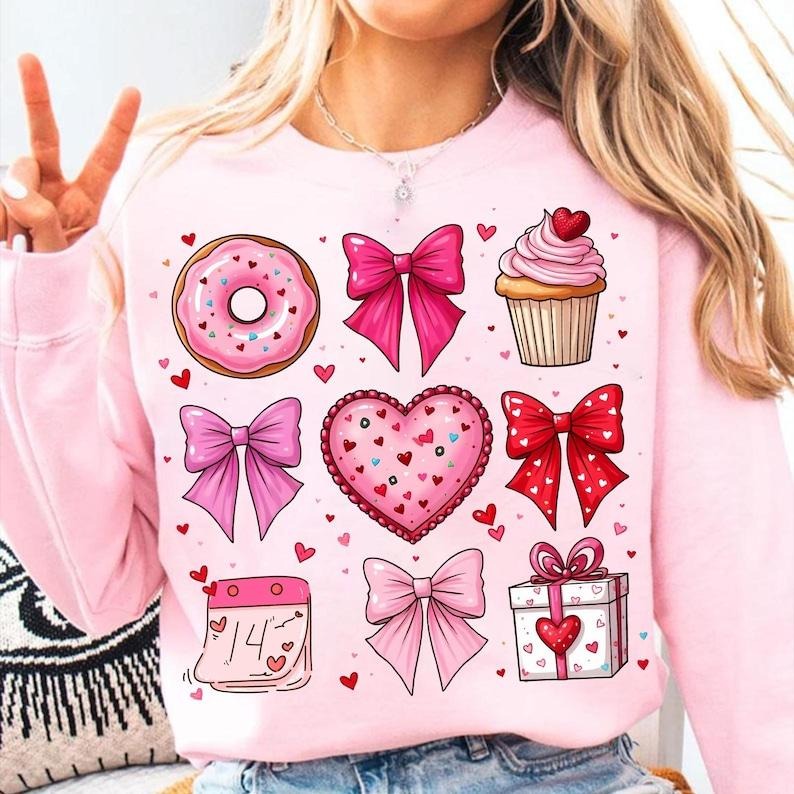 Valentine Coquette Bow Sweatshirt Valentine  , Valentine , Valentine love , Valentines day , Valentine  s T-Shirts, Hoodie