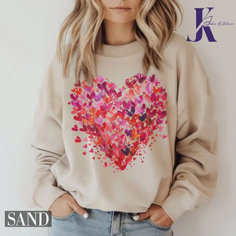 Valentine Sweatshirt and T-Shirt, Heart Valentines Day Shirt for Women, Valentine Shirts, Valentines Day Gift, Kids...