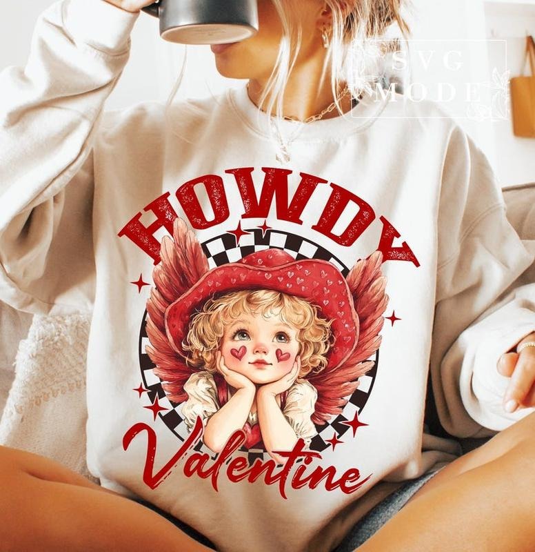 Valentines Day Sweatshirt, Howdy Valentine Sweatshirt, Cupid Valentines Sweatshirt, Retro Valentine Sweatshirt, Cupid...