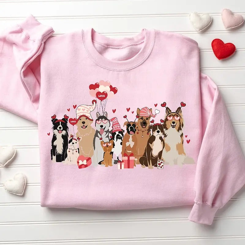 Valentines Dogs Crewneck Sweatshirt, Hoodie, T-shirt | UrbanDripWear.com