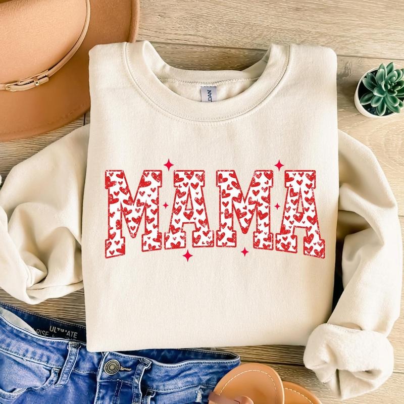 Valentines Mama Sweatshirt, Glitter Valentines Sweatshirt, Valentines Hearts Sweatshirt, Valentines Day Sweatshirt, Mama...