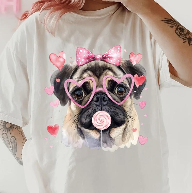 Valentines Pug Shirt~ Unisex Apparel Relaxed Fit Printed In The USA Clothing Womenswear Casual Comfort Cotton Top...