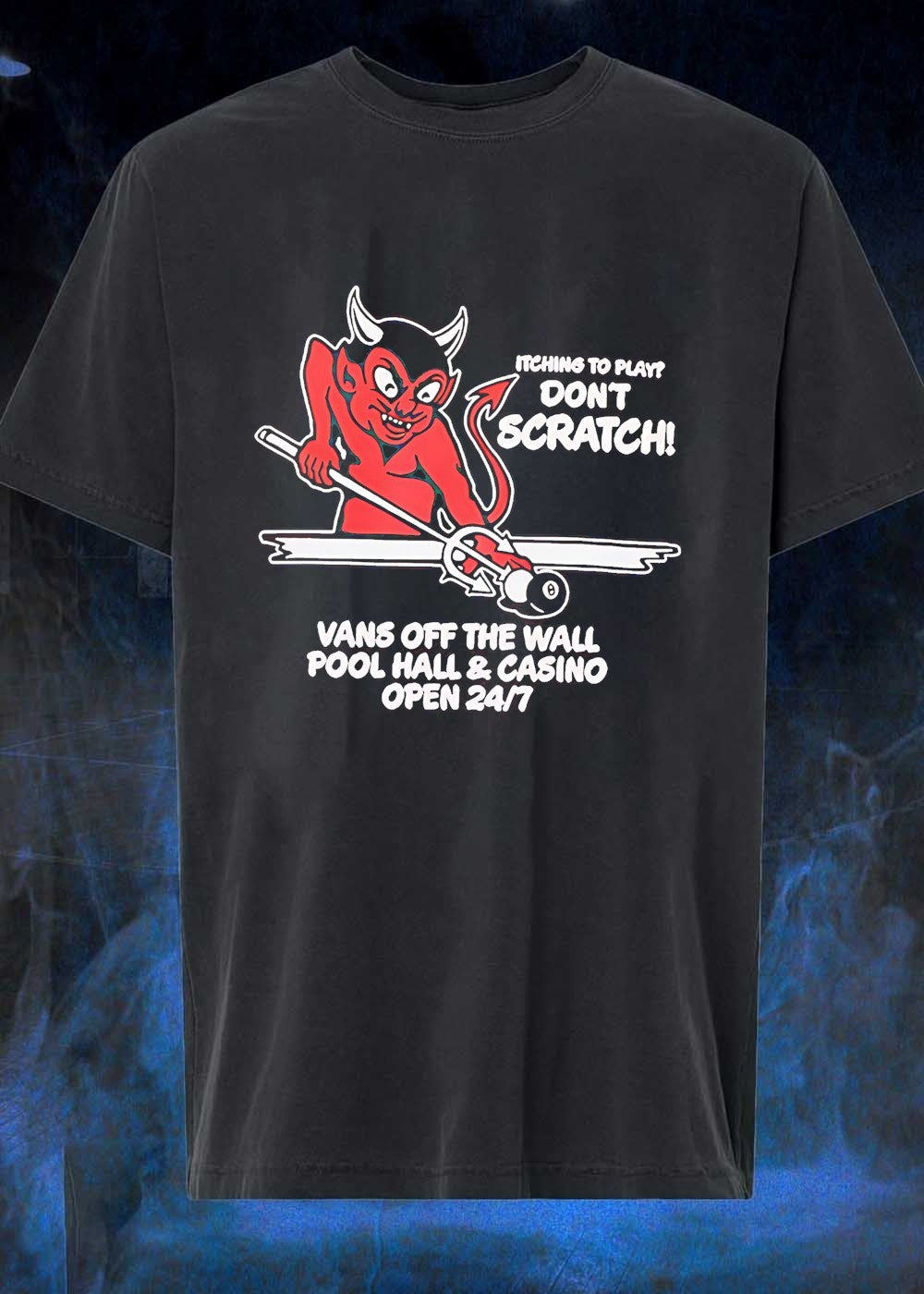 Vans Off the Wall Pool Hall & Casino’ Itching to Play’ Dont Scratch! T-Shirt
