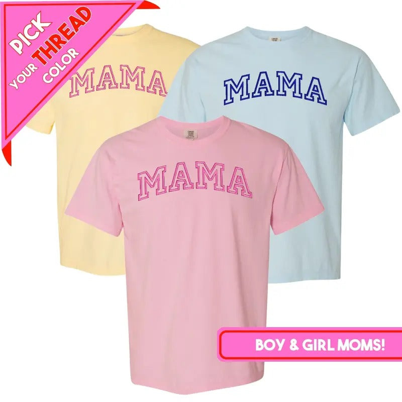 Varsity 'Mama' Embroidered T-Shirt