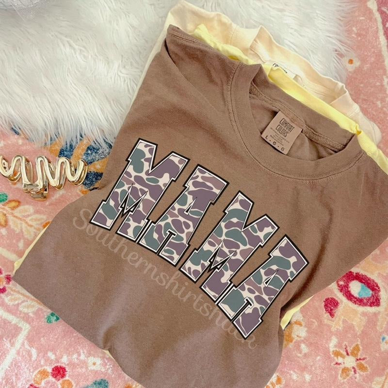 Varsity Camo Mama T shirt  | Espresso comfort colors T shirt top Hoodie, Sweatshirt | UrbanDripWear.com
