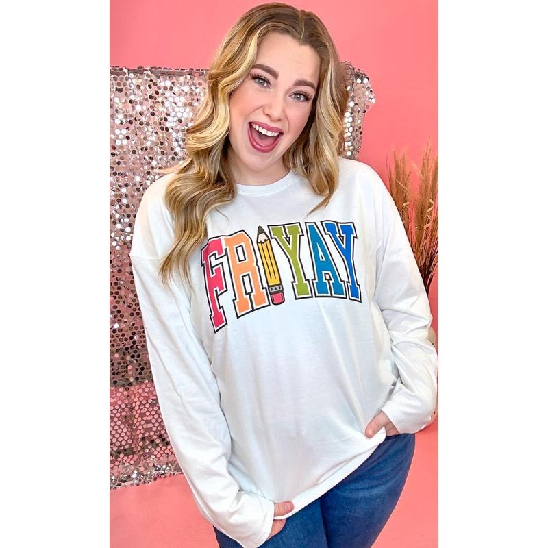 Varsity FRI-Yay Graphic Long Sleeve T-Shirt Hoodie, Sweatshirt | UrbanDripWear.com