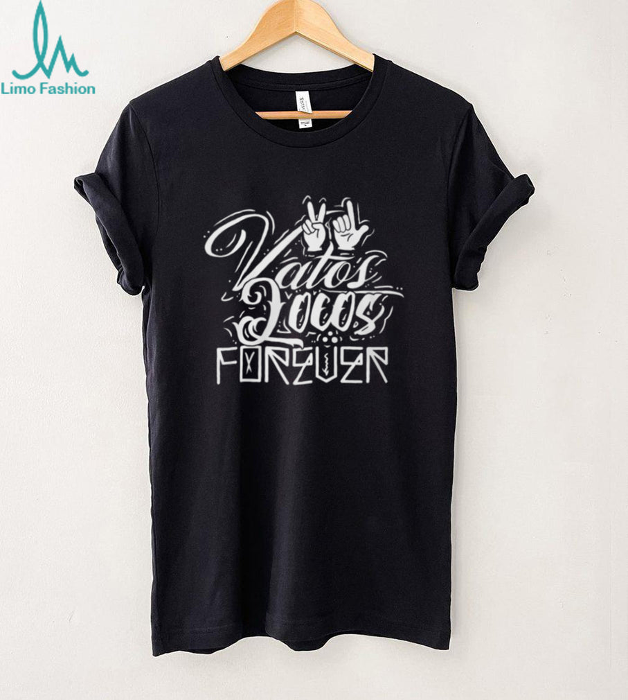 Vatos Locos Forever Chicano Style Typography Black T Shirt