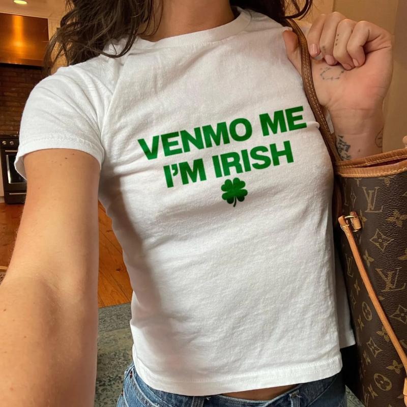 Venmo Me I'm Irish Baby Tee, Irish Shamrock Baby Tee, St. Patrick's Day Tee Shirt, Four Leaf Clover Baby Tee Hoodie,...