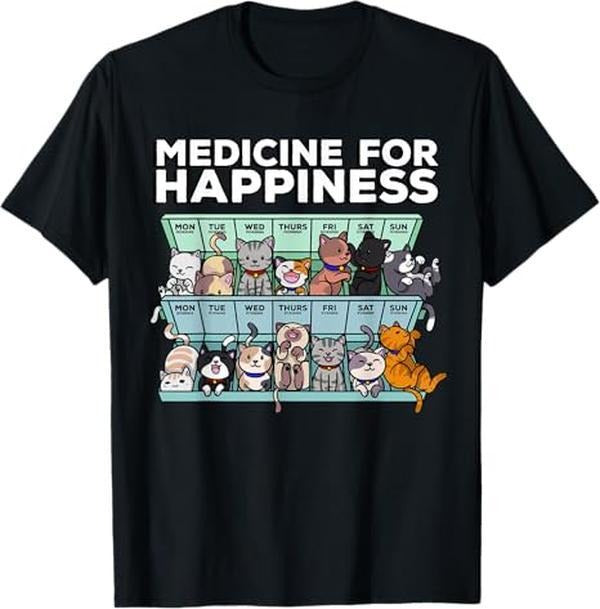 [Versatile T-shirt] My Medicine For Happiness Called Cats every day kitten cat T-Shirt Summer Streetwear Hoodie, Sweatshirt