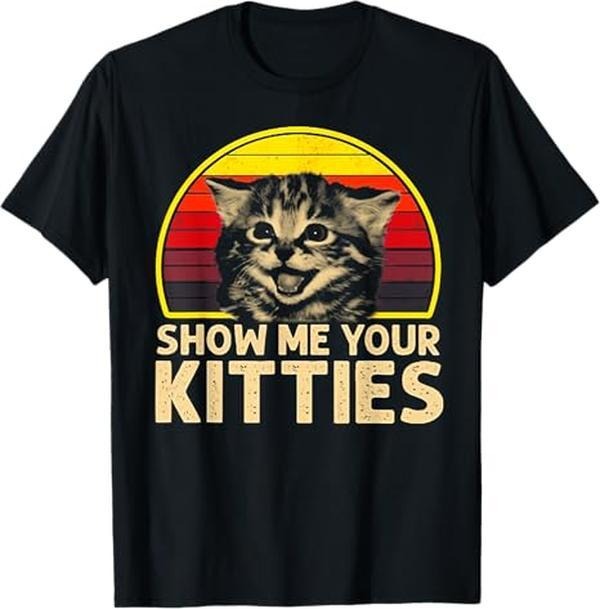 [Versatile T-shirt] Show me Your Kitties Cat lover Retro Vintage Sunset T-Shirt Summer Streetwear Hoodie, Sweatshirt