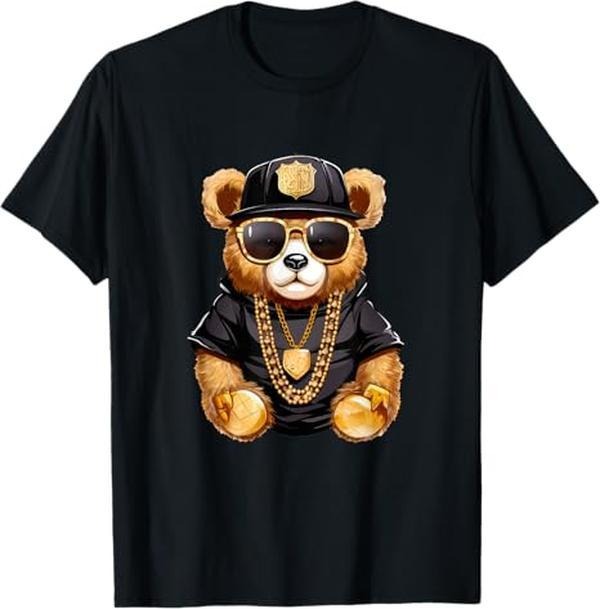 [Versatile T-shirt] stylish bear with golden chains T-Shirt Summer Streetwear Hoodie, Sweatshirt | UrbanDripWear.com