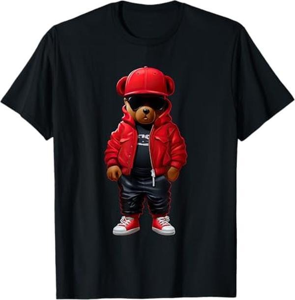 [Versatile T-shirt] teddy fashion rap bear stylish hip hop T-Shirt Cotton Menswear graphic tees Hoodie, Sweatshirt