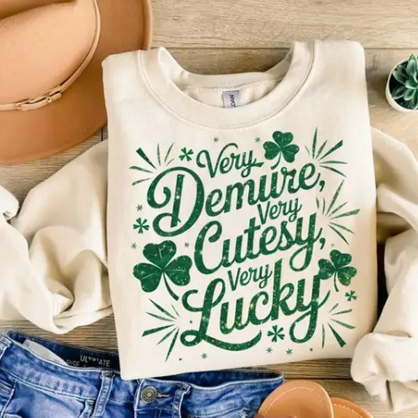 Very Demure Very Lucky Shirt - Fabric Fit Pullover Womenswear Hoodie, Sweatshirt | UrbanDripWear.com