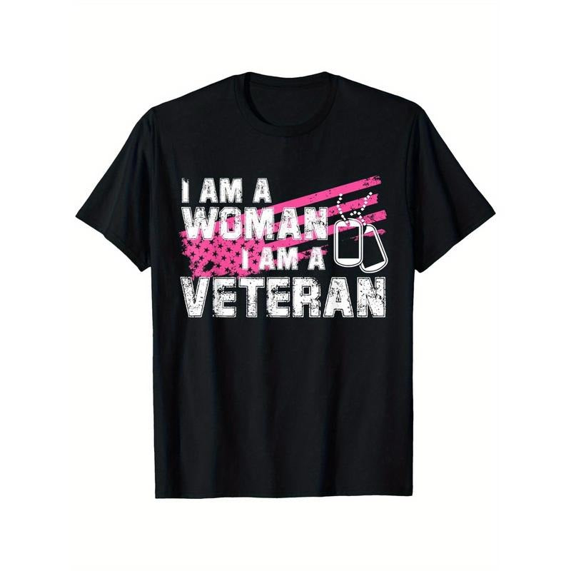 Veteran  USA Flag Veterans Day Memorial Military T-Shirt Vibrant Printed Crew Neck Casual Memorial Day T-Shirt - 180g...