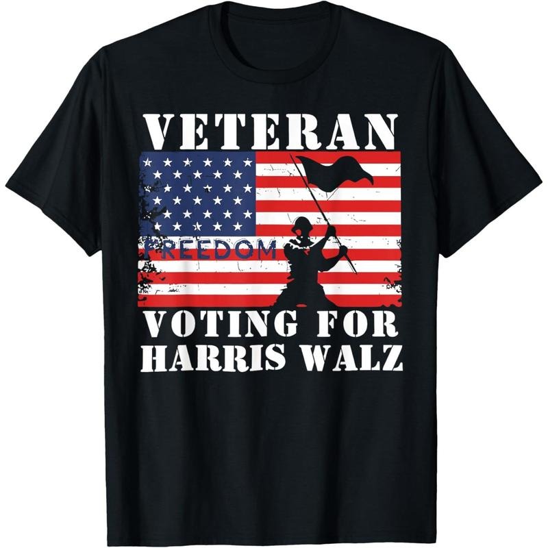 Veteran Freedom Voting for Harris Walz Waltz USA Flag T-Shirt made in usa Hoodie, Sweatshirt | UrbanDripWear.com