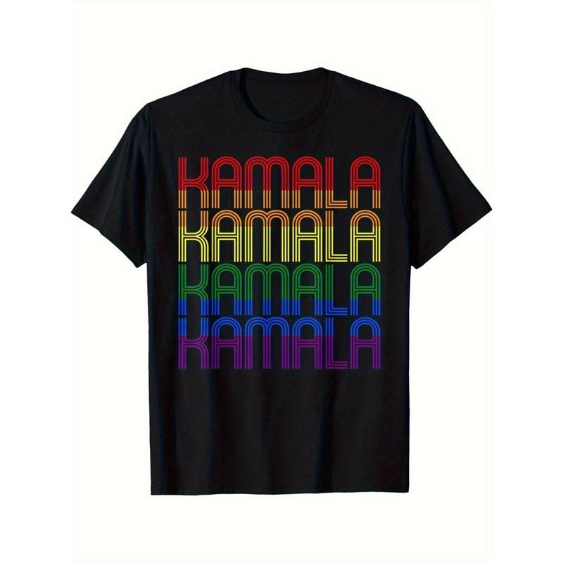 Vibrant Black T - Shirt - "Kamala" Repeated in Rainbow Colors Hoodie, Sweatshirt | UrbanDripWear.com