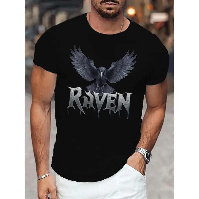 Vibrant Crow Graphic Tee Shirt - Men's Casual Short Sleeve Summer T-Shirts with Comfortable Fit and Breathable Fabric...