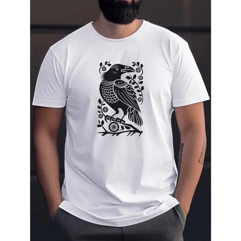 Vibrant Crow Graphic Tee Shirt - Men's Casual Short Sleeve Summer T-Shirts with Comfortable Fit and Breathable Fabric...