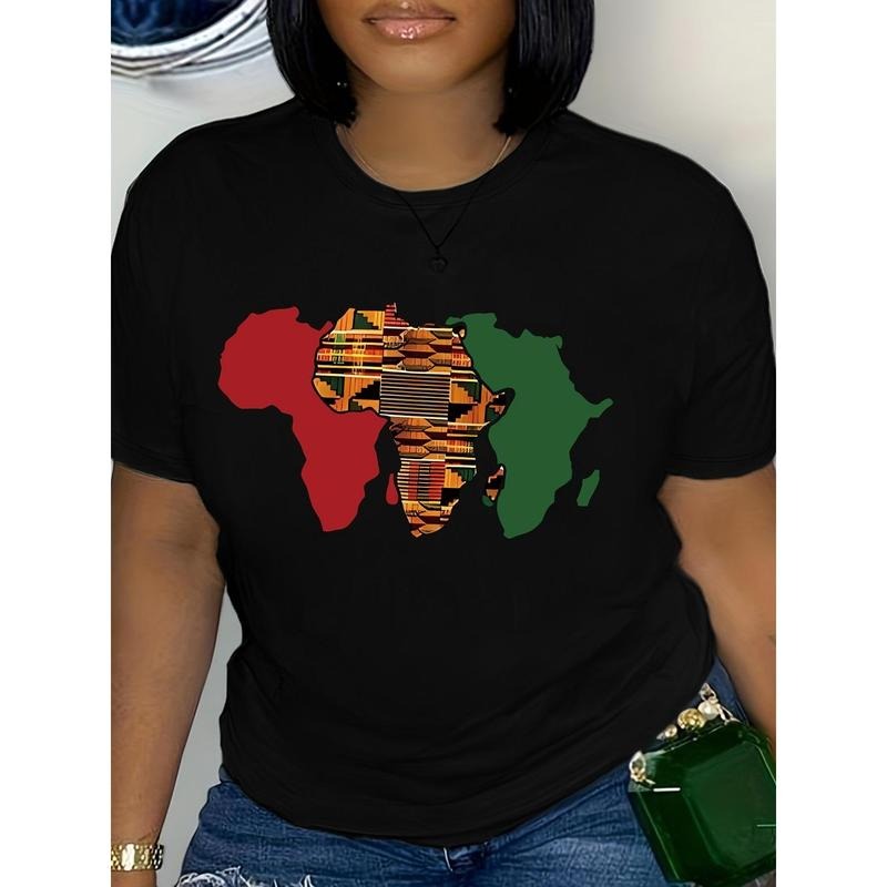 Vibrant Map Print Crew Neck T-Shirt
