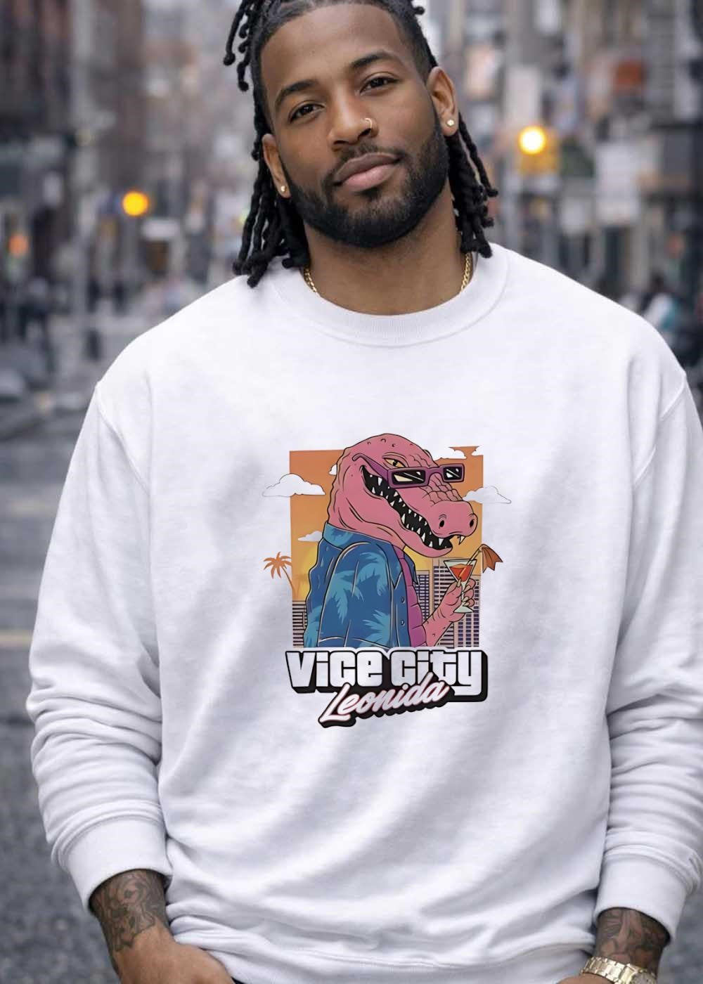 Vice City Leonida crocodile holding cocktail shirt